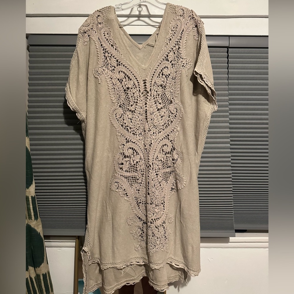 Beautiful sweater dress or blouse. Bohemian style.